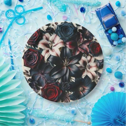 Eleganter Fall Pressed Blume Dunkle Hochzeit Pappteller (Party)