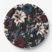 Eleganter Fall Pressed Blume Dunkle Hochzeit Pappteller (Vorderseite)