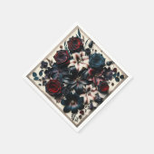 Eleganter Fall Pressed Blume Dunkle Hochzeit Serviette (Ecke)