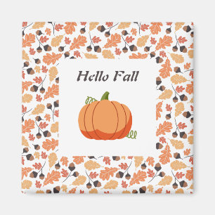 Eleganter Fall Pumpkin mit Autumn Leaves Muster Magnet