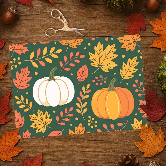 Eleganter Fall Pumpkin Patch und Herbst Blätter Seidenpapier