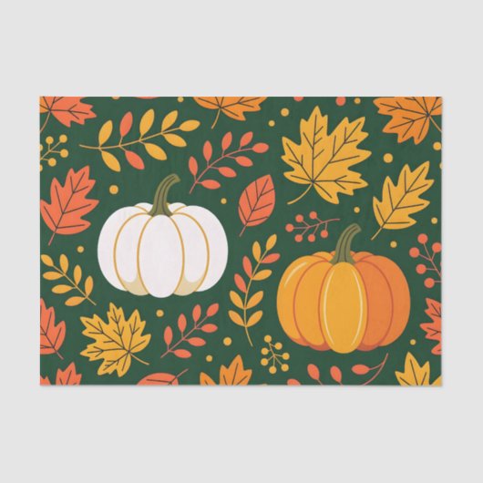 Eleganter Fall Pumpkin Patch und Herbst Blätter Seidenpapier (Vorderseite)