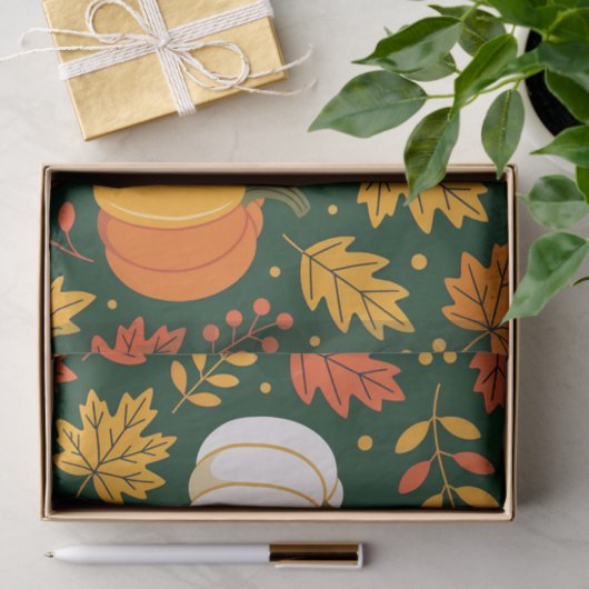 Eleganter Fall Pumpkin Patch und Herbst Blätter Seidenpapier (Geschenk)