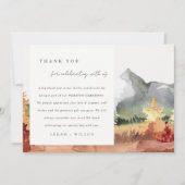 Eleganter Fall Rost Orange Gebirgsbäume Hochzeit Dankeskarte (Vorderseite)