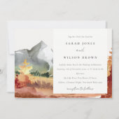 Eleganter Fall Rost Orange Gebirgsbäume Hochzeit Einladung (Vorderseite)