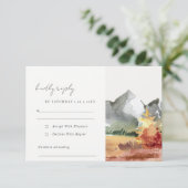 Eleganter Fall Rost Orange Gebirgsbäume Hochzeit RSVP Karte (Stehend Vorderseite)