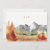 Eleganter Fall Rost Orange Gebirgsbäume Hochzeit Save The Date (Rückseite)