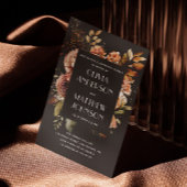 Eleganter Fall schwarz Blumen Hochzeit Probe Abend Einladung