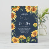 Eleganter Fall Sonnenblume Blumen & Hochzeit der M Einladung (Stehend Vorderseite)