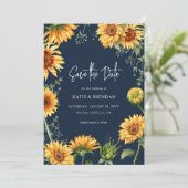 Eleganter Fall Sonnenblume Blumen & Hochzeit der M Save The Date (Stehend Vorderseite)