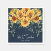 Eleganter Fall Sonnenblumen Florals & Navy Hochzei Serviette (Vorderseite)
