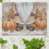 Eleganter Fall und Erntedank Gnome Pumpkin Patch Geschirrtuch (Gefaltet)
