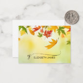 Eleganter Falling Autumn belässt Skriptmonogramm Mitteilungskarte (Vorderseite/Rückseite Beispiel)