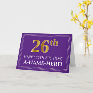 Eleganter falscher Gold-Look 26. Geburtstag, Name; Karte