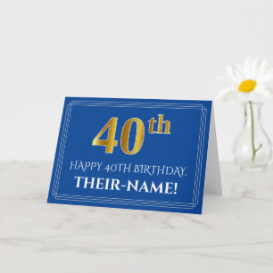 Eleganter falscher Gold-Look 40. Geburtstag, Name  Karte