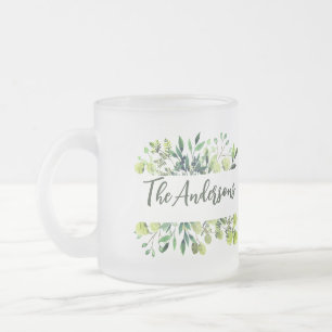 Eleganter Familienname Botanische Blätter Bunch Mattglastasse