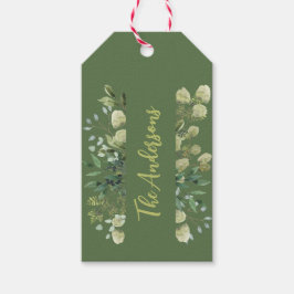 Eleganter Familienname botanische Blätter Grün Geschenkanhänger