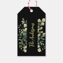 Eleganter Familienname botanische Blätter schwarz Geschenkanhänger