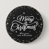 Eleganter Familienname | Frohe Weihnachten Button (Vorderseite)
