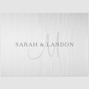Eleganter Familienname Monogramm & dünne graue Str Seidenpapier