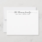 Eleganter Familienname Schwarzer Script-Schriftart Mitteilungskarte (Vorderseite)