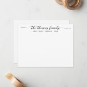 Eleganter Familienname Schwarzer Script-Schriftart Mitteilungskarte (Vorderseite/Rückseite Beispiel)