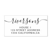 Eleganter Familienname Script Schriftart Schwarz-w Gummistempel (Prägung)