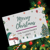 Eleganter Familienname & Snowman Weihnachten