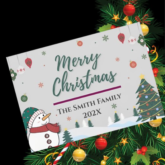 Eleganter Familienname & Snowman Weihnachten