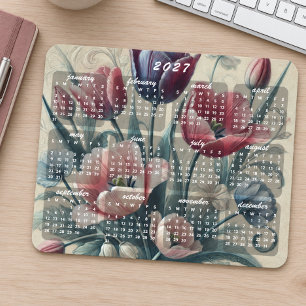 Eleganter farbenfroher Blumenkalender 2027 Mousepad