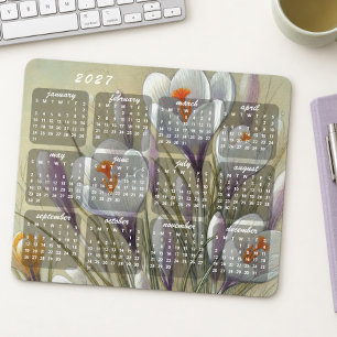 Eleganter farbenfroher Blumenkalender 2027 Mousepad