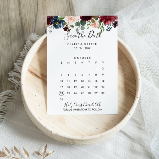 Eleganter farbenfroher Blumenkalender Save the Dat Save The Date