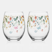 Eleganter farbenfroher Blumenkohl Mama & Vater-to- Weinglas Ohne Stiel (Rückseite)