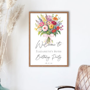 Eleganter farbenfroher Blumenstrauß zum Geburtstag Poster