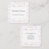 Eleganter farbenfroher Confetti Script Square Quadratische Visitenkarte (Vorne/Hinten)