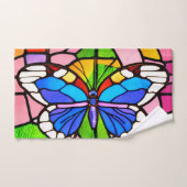 Eleganter farbenfroher Glasmosaikschmetterling Badhandtuch Set (Handtuch)