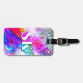 Eleganter, farbenfroher Glitzer aus Marmor Gepäckanhänger (Vorderseite horizontal)