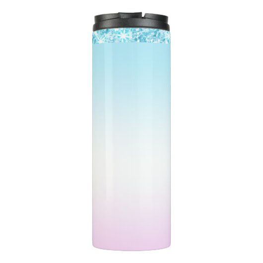 Eleganter, farbenfroher Glitzer mit Gefälle Rainbo Thermosbecher (Rückseite)