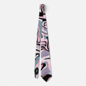 Eleganter, farbenfroher Marmor rosa lila schwarz Krawatte (Rückseite)