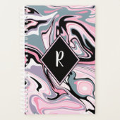 Eleganter, farbenfroher Marmor rosa lila schwarz Planer (Vorderseite)