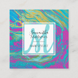 Eleganter farbenfroher Marmorschlauch Quadratische Visitenkarte
