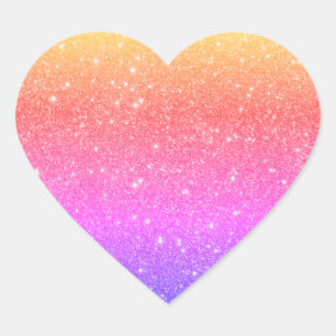 Eleganter farbenfroher Regenbogen-Glitzer Herz-Aufkleber