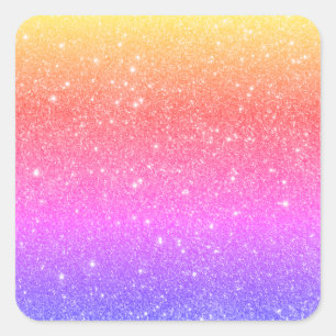 Eleganter farbenfroher Regenbogen-Glitzer Quadratischer Aufkleber
