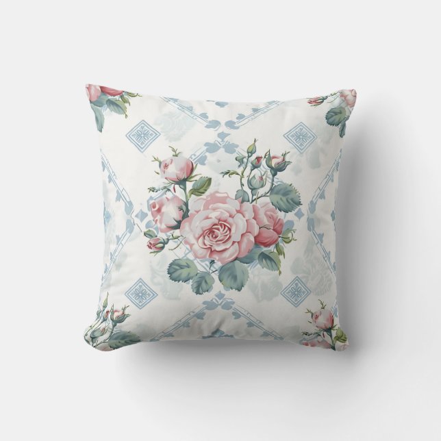 Eleganter farbenfroher, stilvoller romantischer Bl Kissen (Vorderseite)