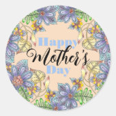 Eleganter farbenfroher, von Hand Gezeichnet Mutter Runder Aufkleber (Vorderseite)