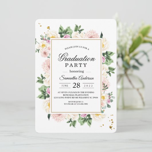 Eleganter farbenfroher Wasserfarben Schönheit Blum Einladung (Stehend Vorderseite)