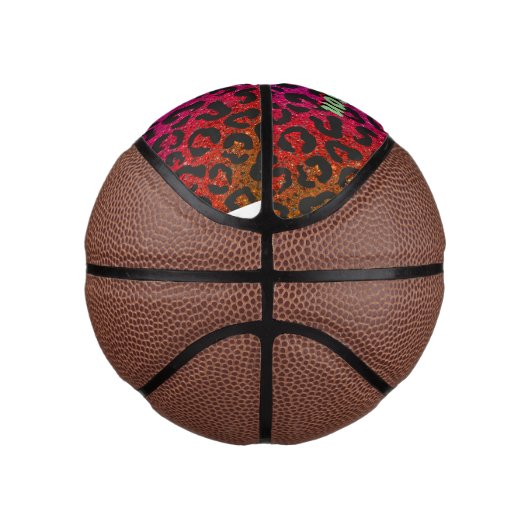 Eleganter farbiger Glitzer-Tierdruck 3D Monogramm Mini Basketball (Rechts)