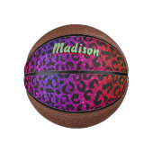 Eleganter farbiger Glitzer-Tierdruck 3D Monogramm Mini Basketball (Vorderseite)