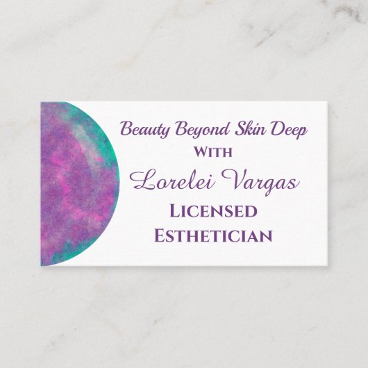 Eleganter farbiger Watercolor Östhetiker & QR Visitenkarte (Vorderseite)