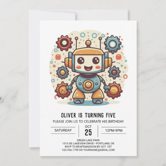 Eleganter Farbroter zum Geburtstag Einladung (Vorderseite)